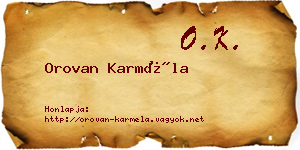 Orovan Karméla névjegykártya